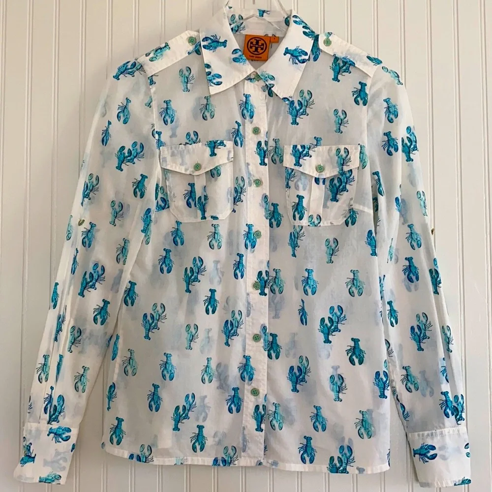 Tory Burch Brigitte Lobster Voile’ Blouse - Picture 2 of 11